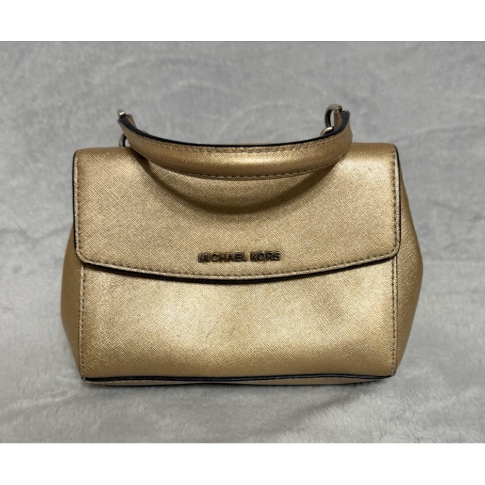 Michael Kors Small Ava Small Mini Satchel Bag Metallic Gold Purse Handbag